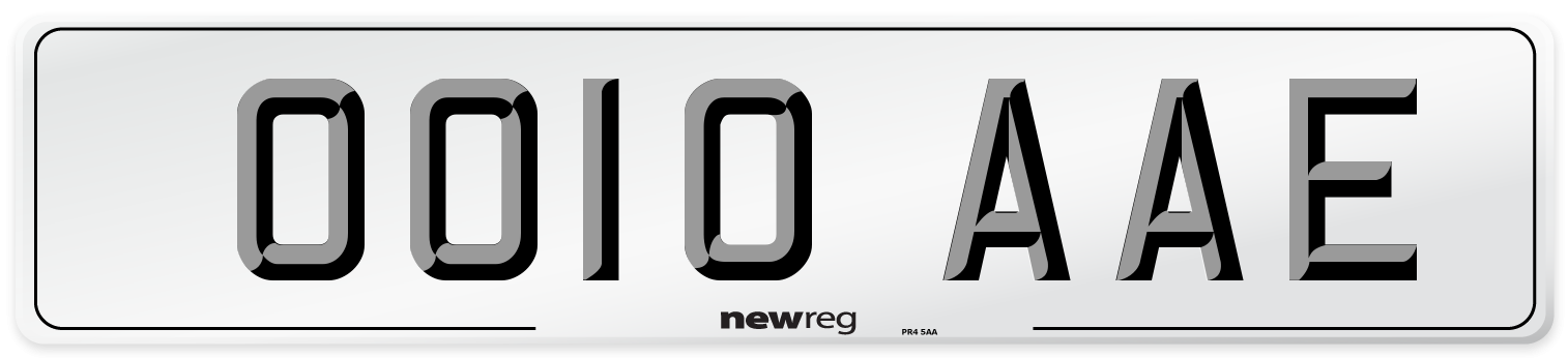 OO10 AAE Number Plate from New Reg